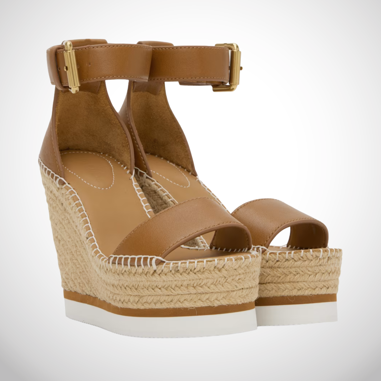 New See By Chloe Tan Glyn Espadrille Platform Woven Wedge Sandals Size 41 11